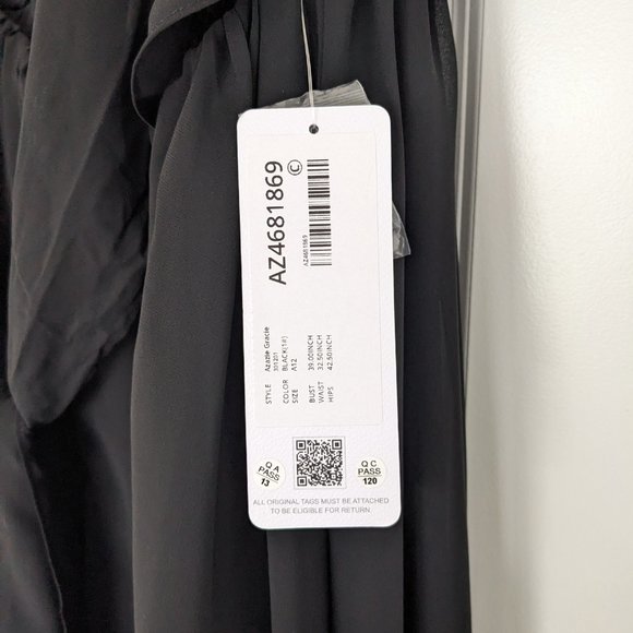 NWT Azazie floor length chiffon dress - black - size A12 - Picture 5 of 9